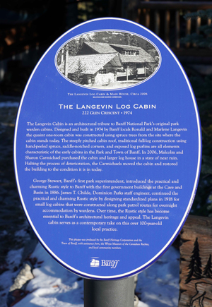 Banff Log Cabin Historical Plaque